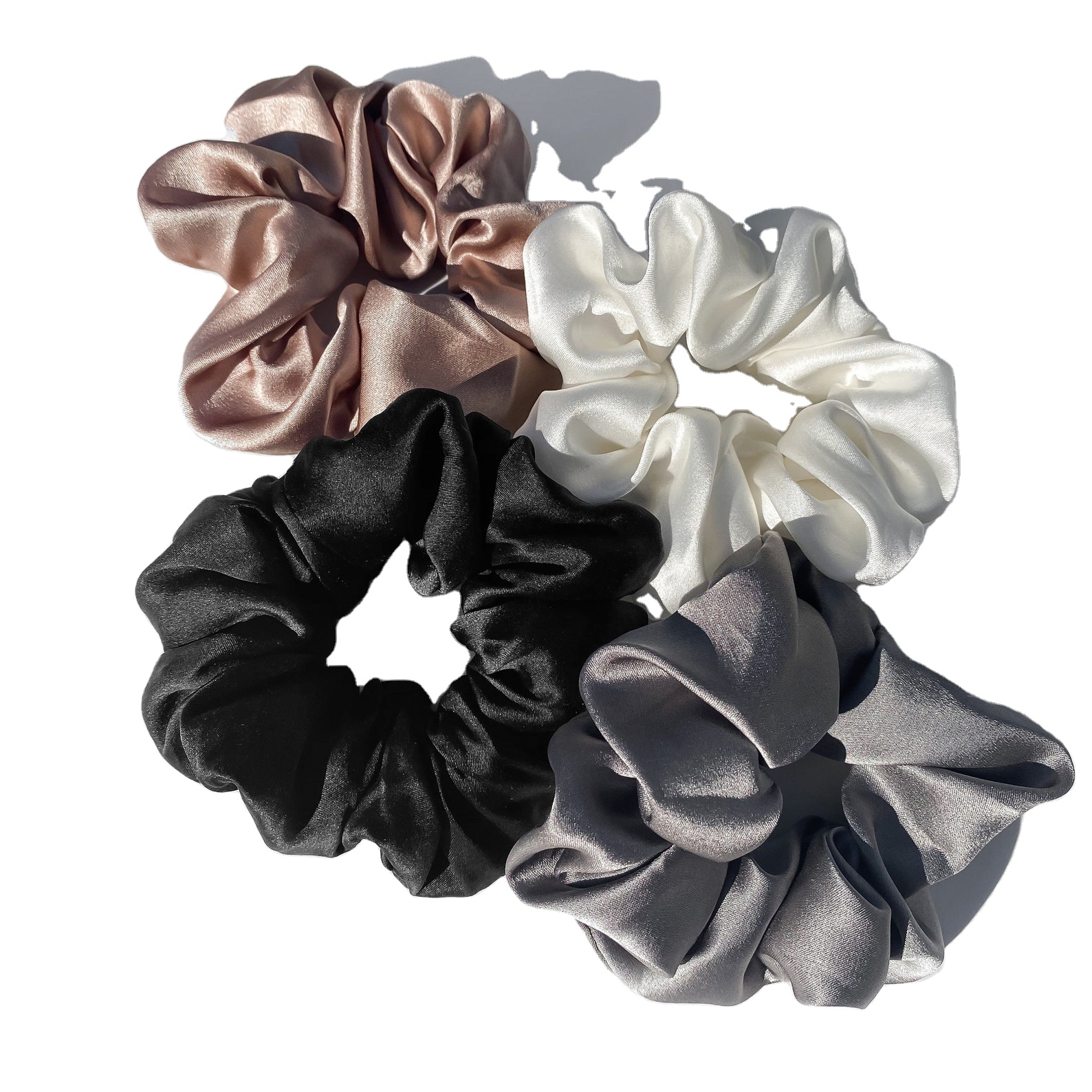 Suzhou  Supply 16MM Pure 100% Silk Scrunchies Pure Silk Hair Ties Scrunchies for Ponytail