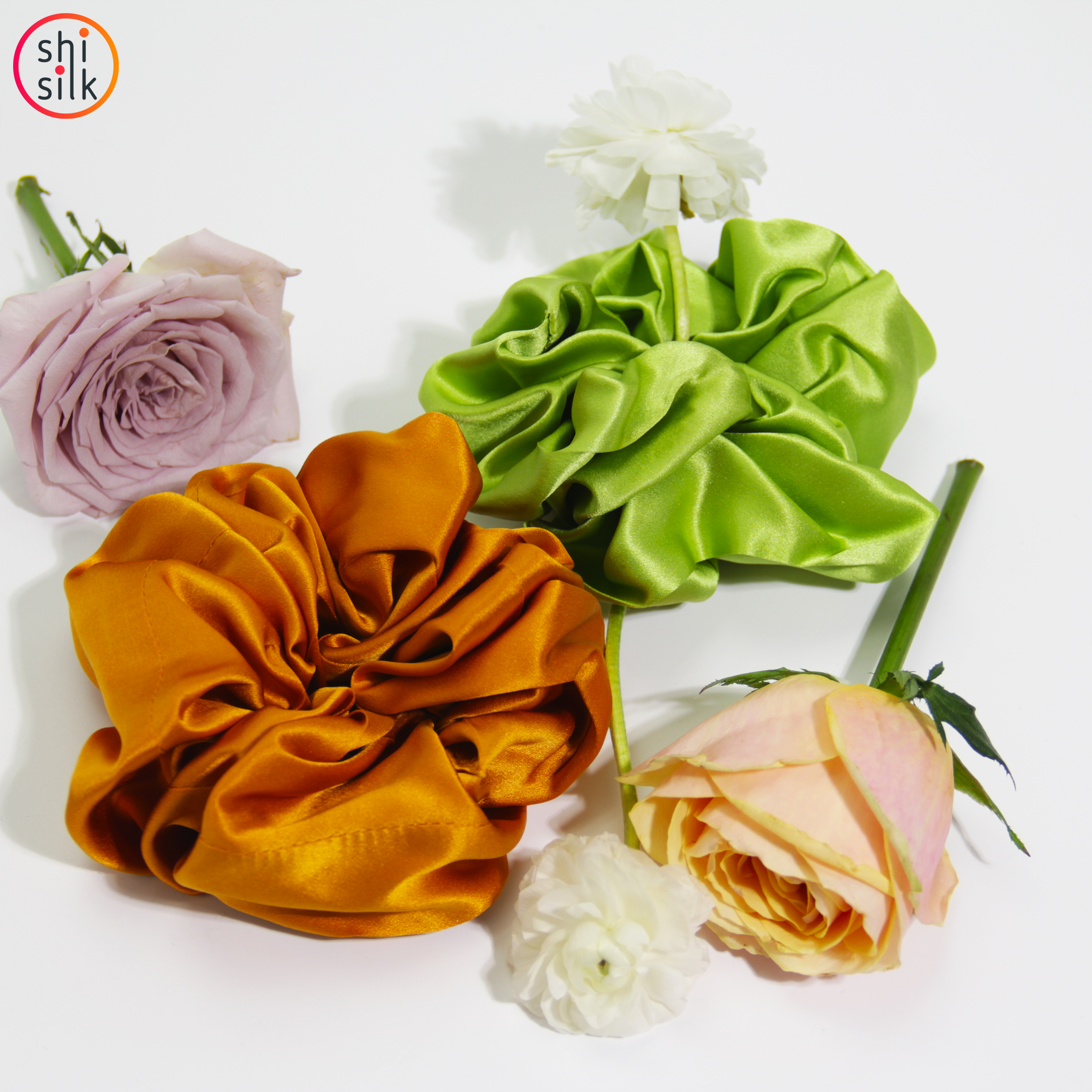 Solid Color Elastic Ties Women's Fashion Silk Hair Srunchies, Hair Accessories for Summer Girls