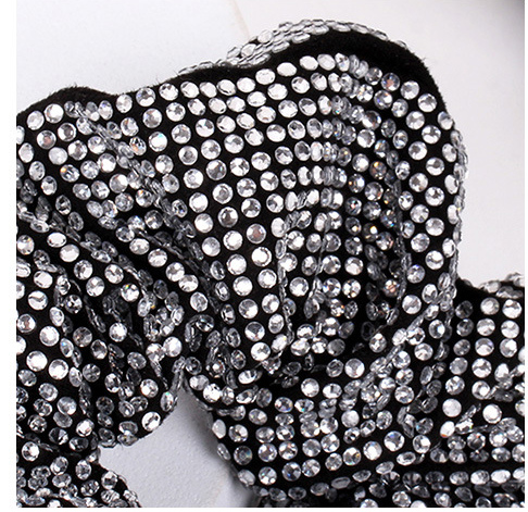 Fashion High Quality Sparkly Black Crystal Rhinestone Scrunchies Hair Tie Ponytail Holder Accessory For Women