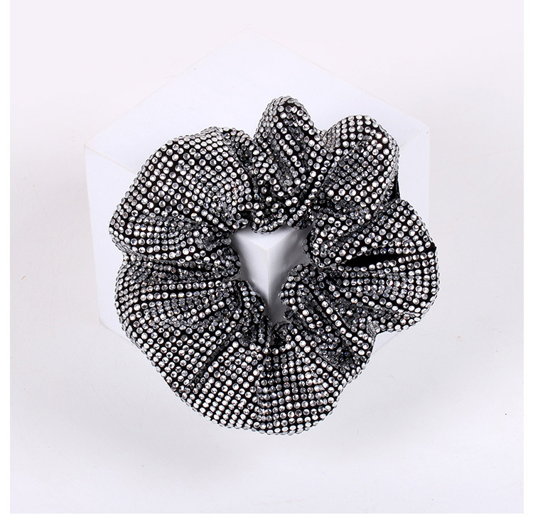Fashion High Quality Sparkly Black Crystal Rhinestone Scrunchies Hair Tie Ponytail Holder Accessory For Women