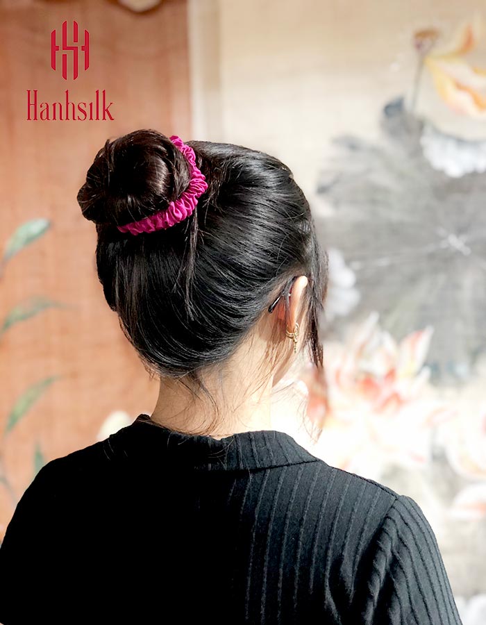 Best seller Luxury Silk Scrunchies Plain Color Hair Ties Fullsize Minisize | 100% Organic Silk