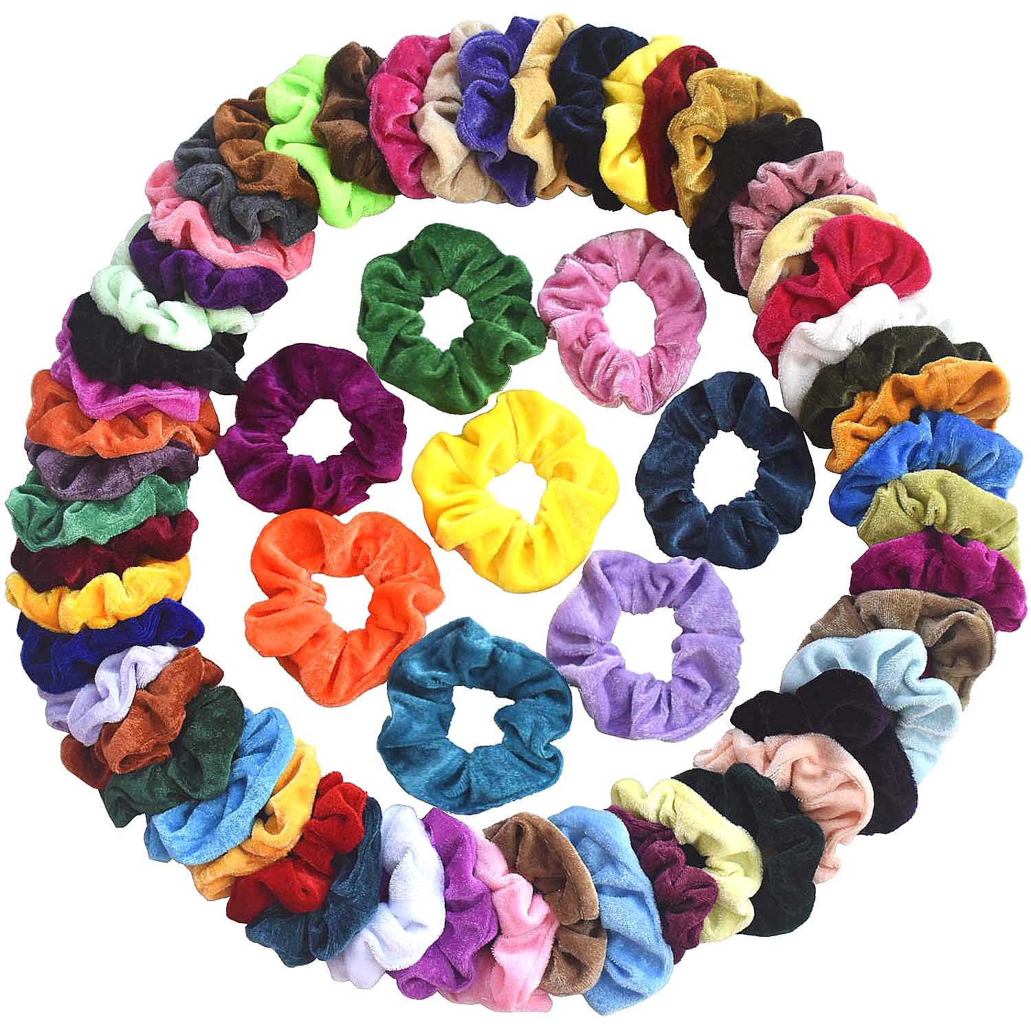 60 Pack Hair Scrunchies Velvet Elastics Hair Ties Scrunchy Bands Ties Ropes Scrunchie for Women or Girls Hair Accessorie
