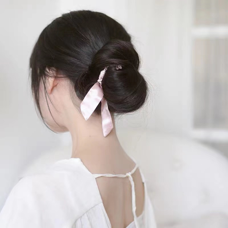 Women's 100%Silk Bowknot Hair Scrunchies Elastic Hair Ties Ropes Ponytail Holder Hair Scrunchies