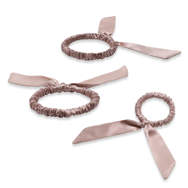 Women's 100%Silk Bowknot Hair Scrunchies Elastic Hair Ties Ropes Ponytail Holder Hair Scrunchies