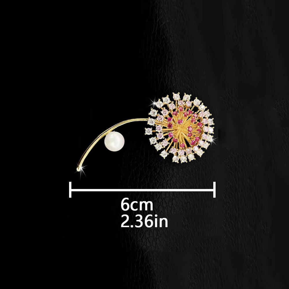 Colored Zircon Dandelion Flower Brooch For Women Fashion Clothing Jewelry Brooches Pins