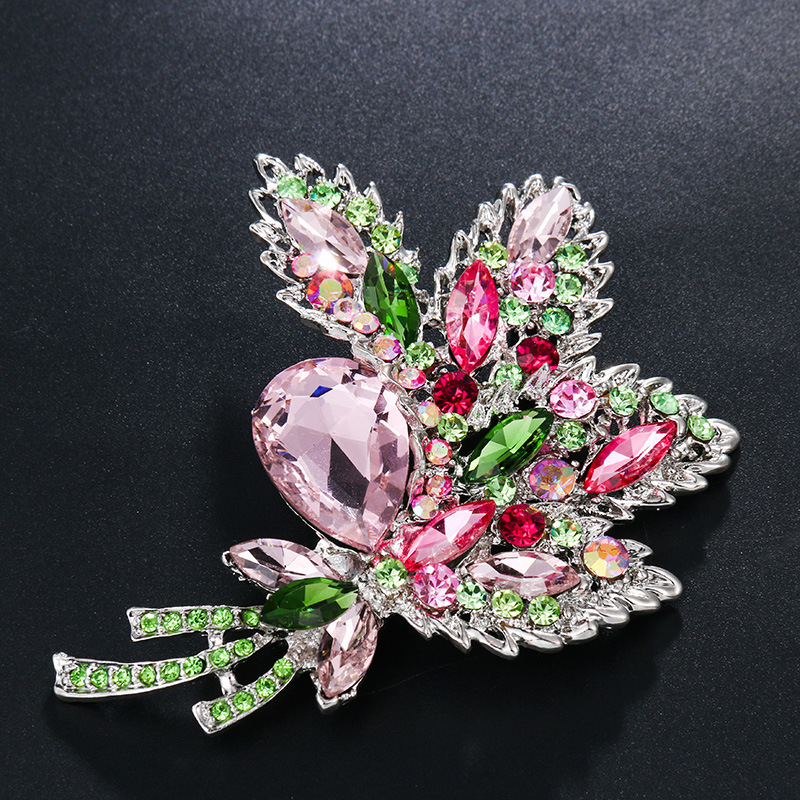 Colorful Crystal Diamond Jewelry High Quality Flower Shape Brooch For Party