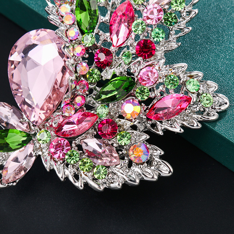 Colorful Crystal Diamond Jewelry High Quality Flower Shape Brooch For Party