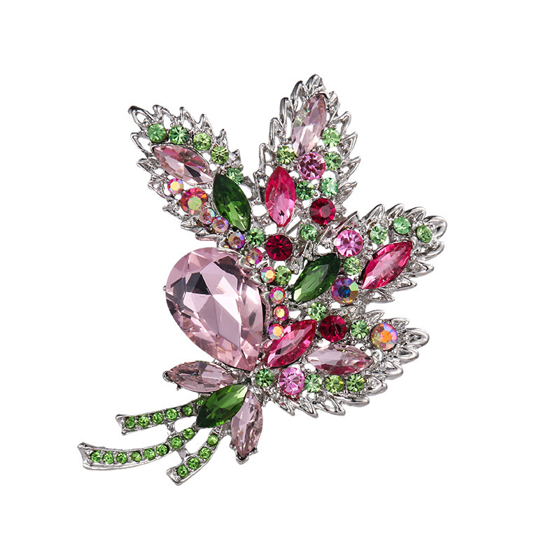 Colorful Crystal Diamond Jewelry High Quality Flower Shape Brooch For Party