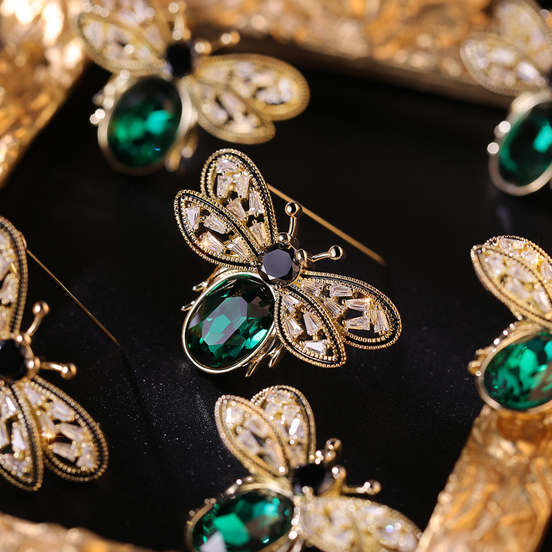 XILIANGFEIZI Hot Sale Fashion  14K Gold Jewelry Zircon Insects Bee Brooches