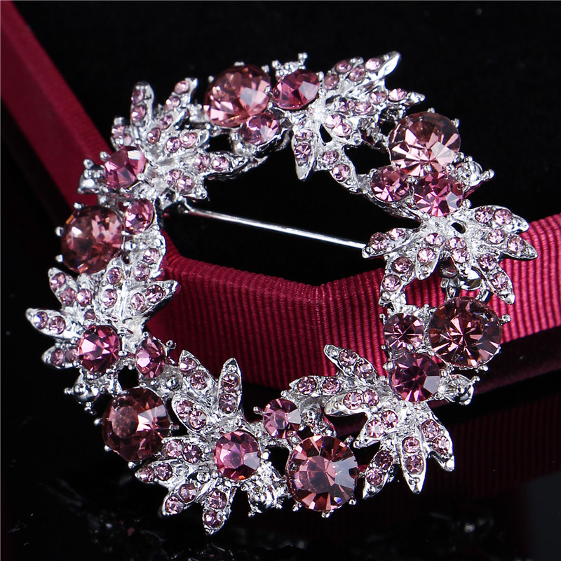 Hot Sale Jewelry Bling Bling Crystal Rhinestone Chinese Redbud Flower Brooches Pin For Women