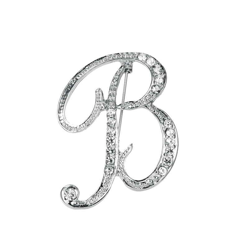 Fashion Rhinestone Initial Brooches 26 Letters Silver Gold Brooch Pins Men Women Wedding Party Jewelry Clothes Accessori