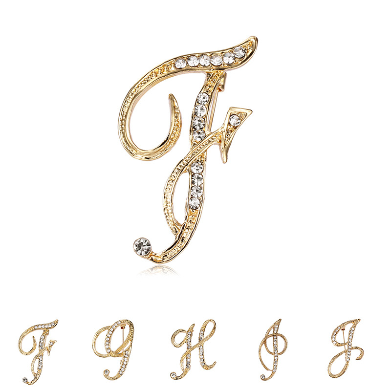Fashion Rhinestone Initial Brooches 26 Letters Silver Gold Brooch Pins Men Women Wedding Party Jewelry Clothes Accessori