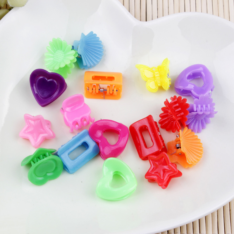 Cheap 2cm transparent plastic butterfly hair claw for girl mixed color mini hair claws for kids