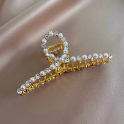 Korean Hair Claw Clips Mat 2021 Fashion Metal Hair Claw Of Crystal And Pearl Hair Claw Clips For Girls