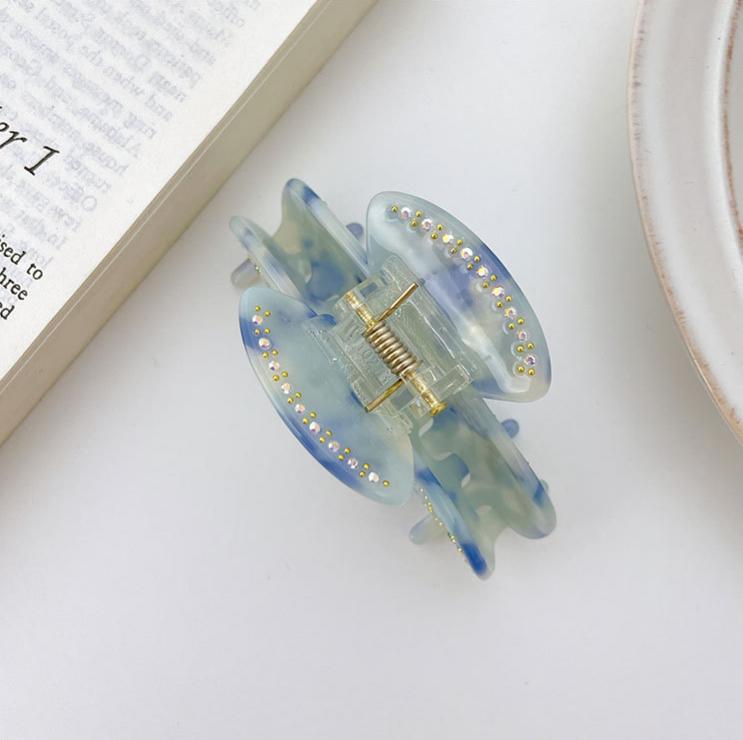 BELLEGIRL Korean style hotsale cellulose acetate hair fashion claw french clip women girls glitter rhinestone hair claw 