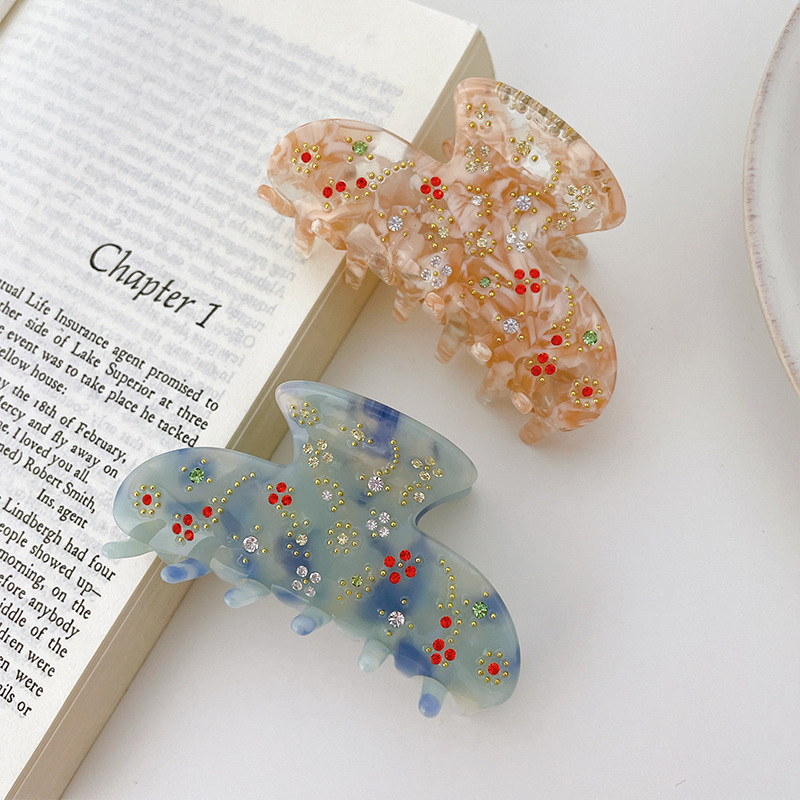 BELLEGIRL Korean style hotsale cellulose acetate hair fashion claw french clip women girls glitter rhinestone hair claw 