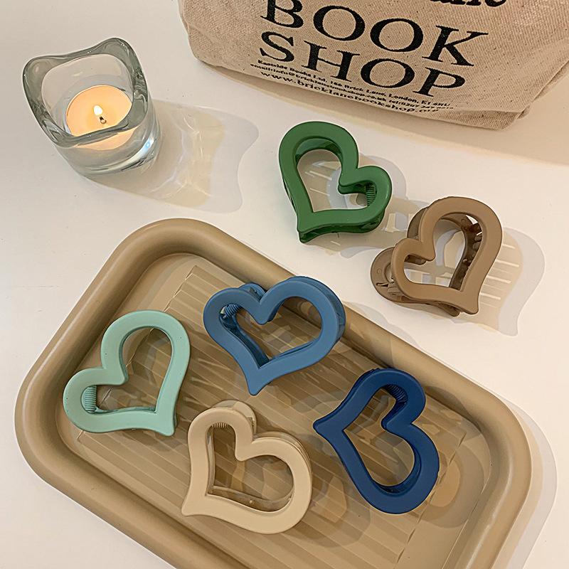 Korean Fashion Heart Temperament Love Shape Frosting Hairpin Sweet Hair Accessories Cute Back Head Matte Hair Claws For 