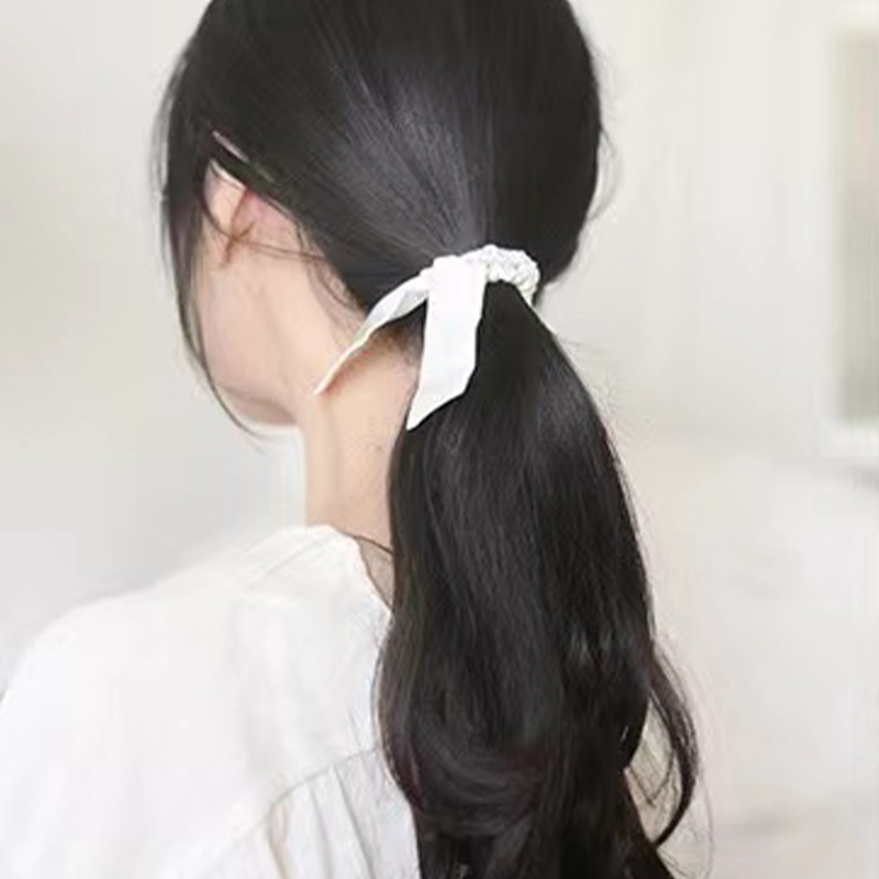 Arrival rabbit ears hair ornaments silk pure color elastic hair band hot sale silk hair scrunchies
