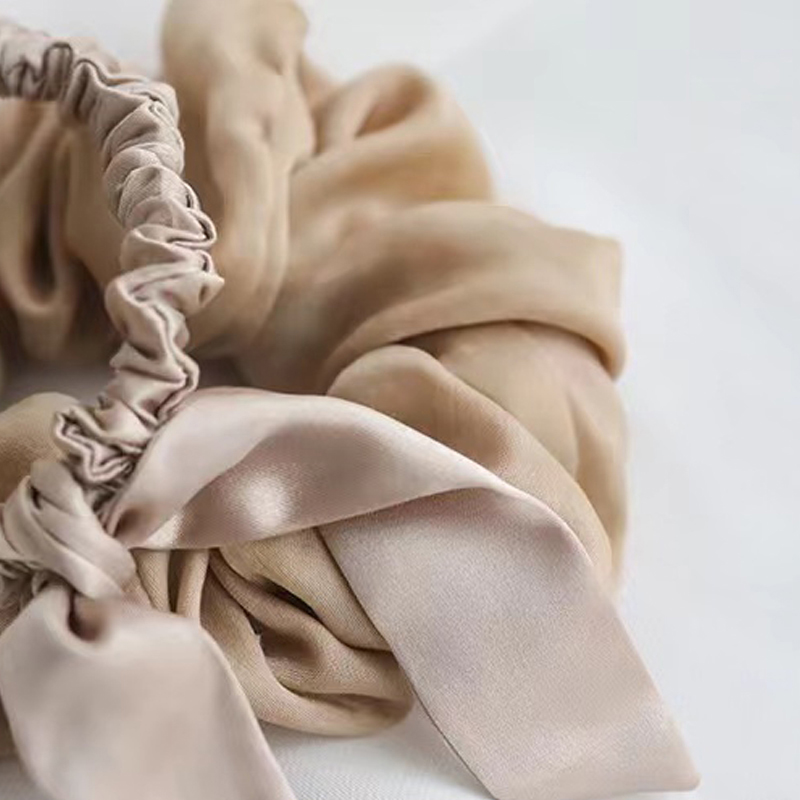 Arrival rabbit ears hair ornaments silk pure color elastic hair band hot sale silk hair scrunchies