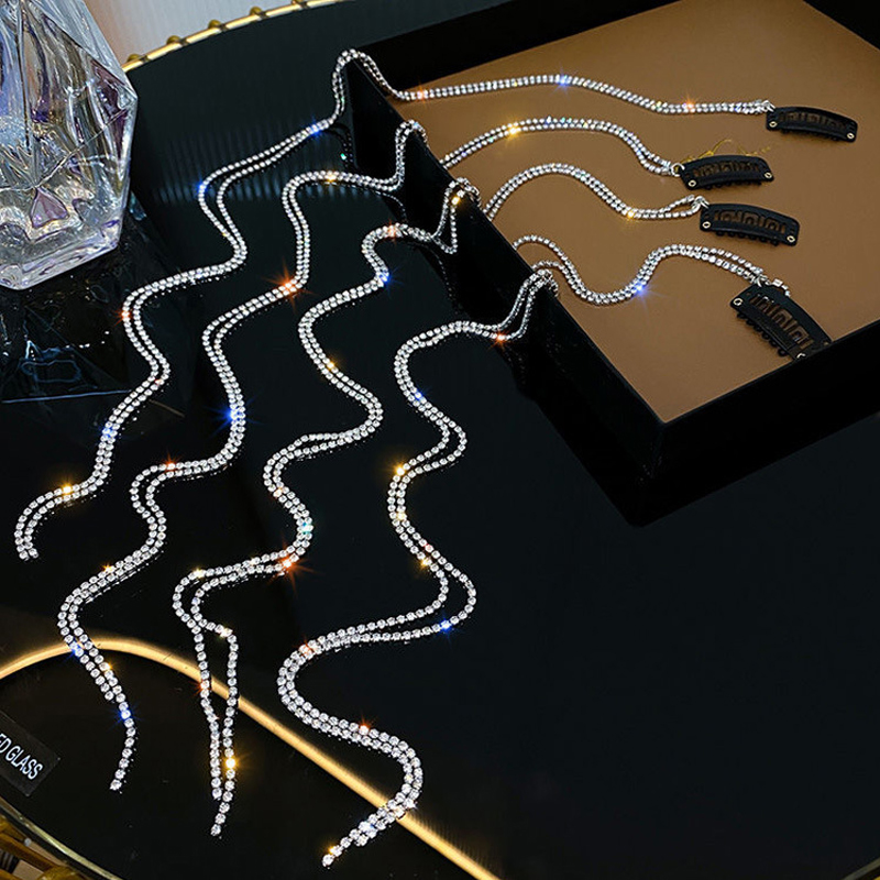 2021 New Flashing Diamond Chain Hairpin Braided Hair Headdress Tassel Hairpin High Sense Temperament Dirty Braided Hairb