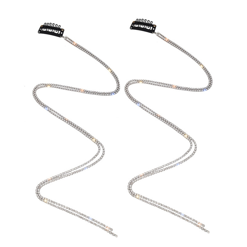 2021 New Flashing Diamond Chain Hairpin Braided Hair Headdress Tassel Hairpin High Sense Temperament Dirty Braided Hairb
