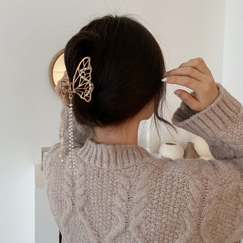 Butterfly Chain Alloy  Hair Catcher Clip Tassel Fairy Hairpin Girl Elegant Hair Catch hair clips
