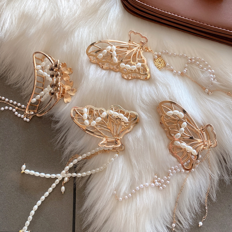 Butterfly Chain Alloy  Hair Catcher Clip Tassel Fairy Hairpin Girl Elegant Hair Catch hair clips