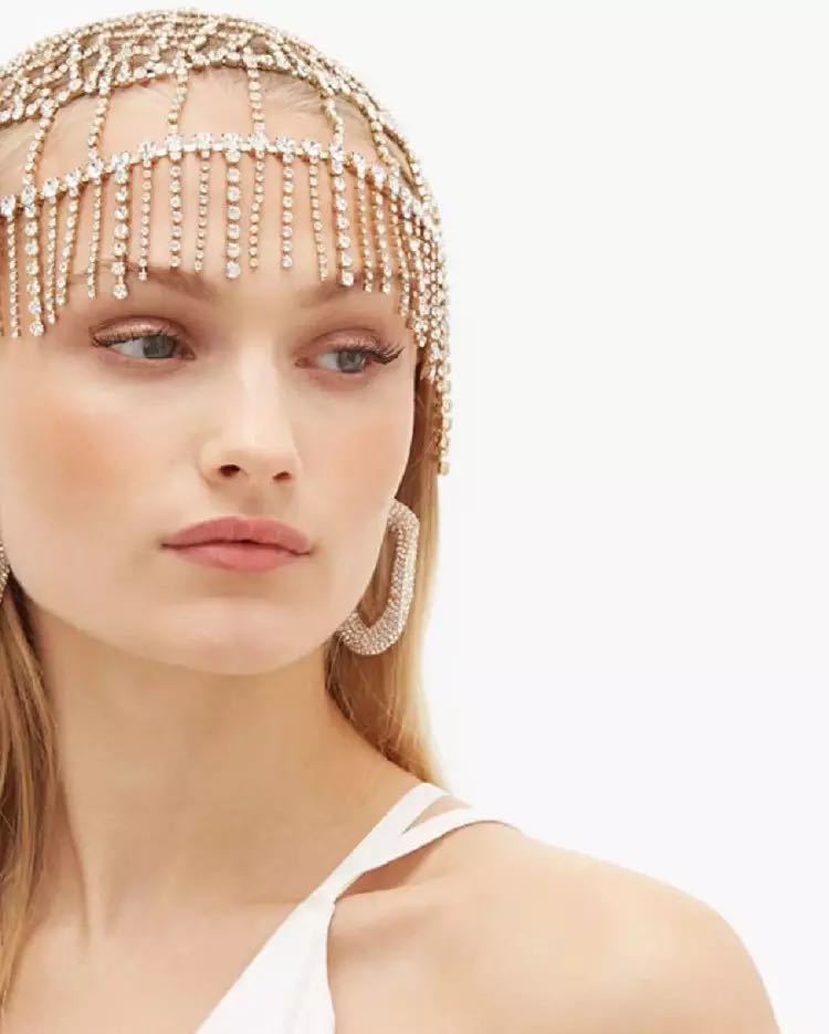 Rhinestone Headpiece Tassel Chain For Women Ethnic Style Body Chain Handmade Hat Crystal Headbands Wedding Hair Accessor