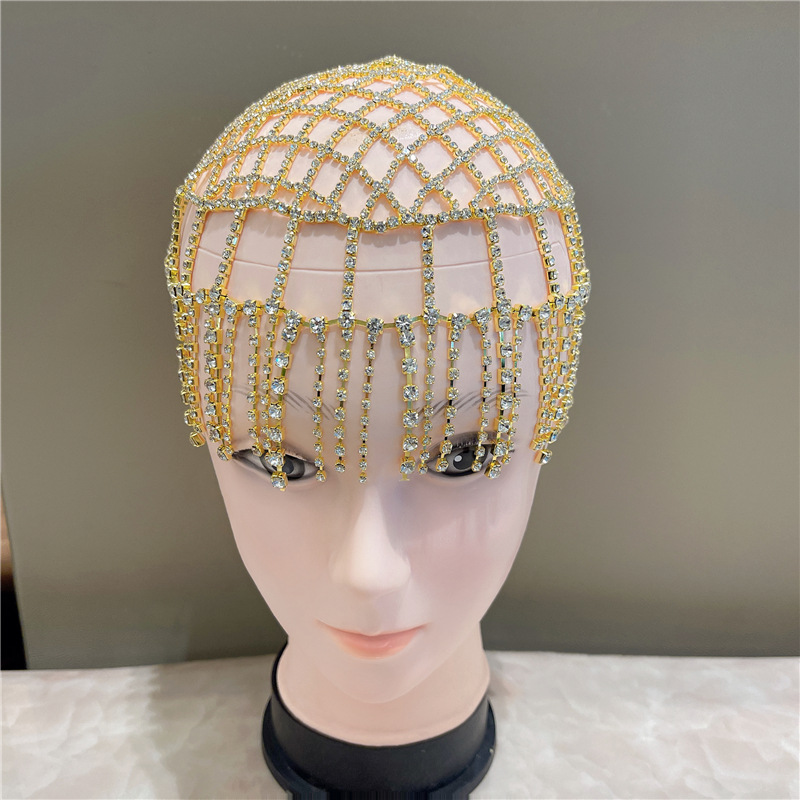Rhinestone Headpiece Tassel Chain For Women Ethnic Style Body Chain Handmade Hat Crystal Headbands Wedding Hair Accessor