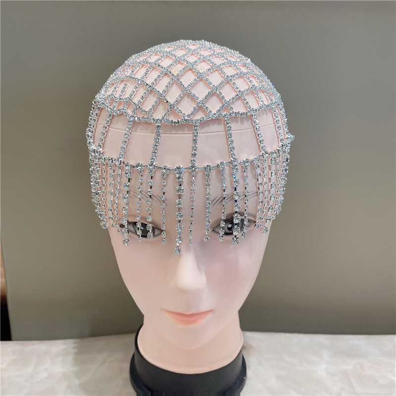 Rhinestone Headpiece Tassel Chain For Women Ethnic Style Body Chain Handmade Hat Crystal Headbands Wedding Hair Accessor