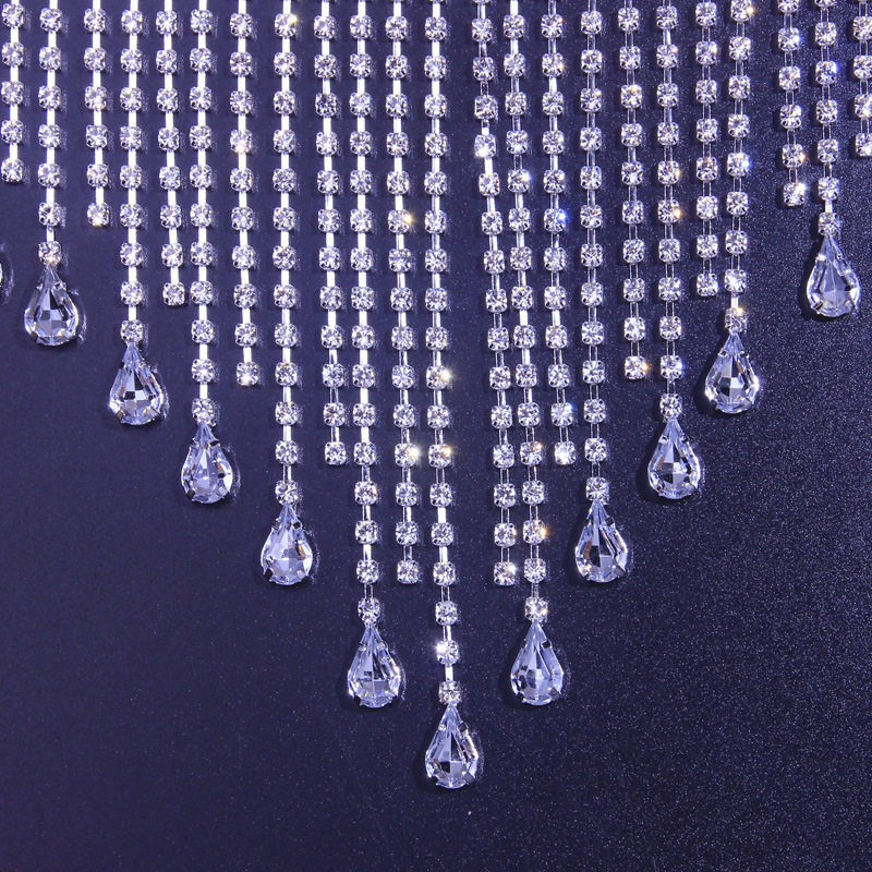 SHIHAN Tassel Head Chain rhinestone crystal colored oak water shape hair Wedding jewelry