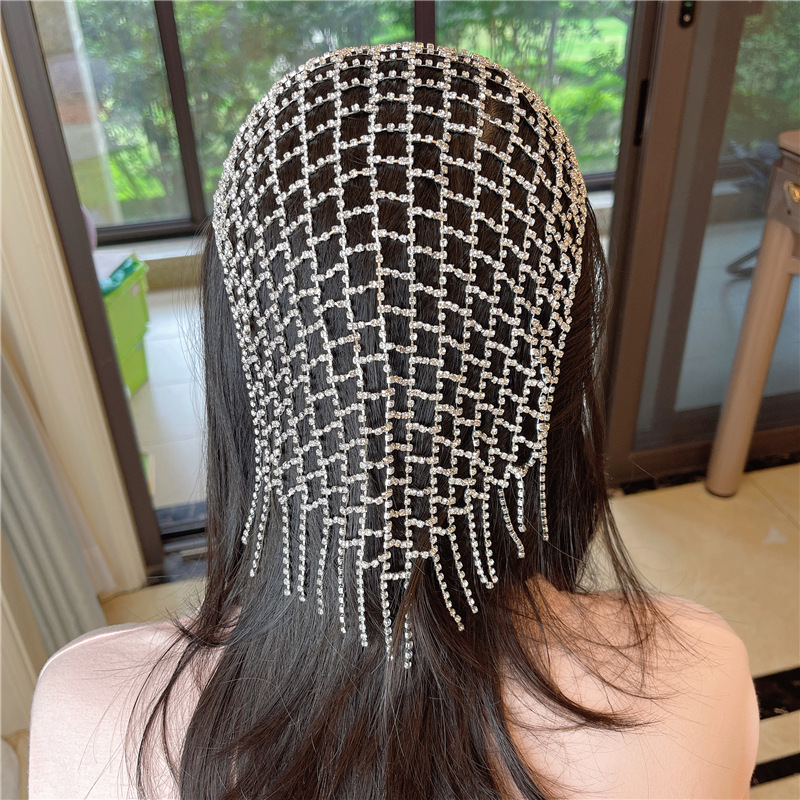 New Fashion Women Hair Chain Rhinestone Headband Super Long Tassel Crystal Cover Head Hair Jewelry