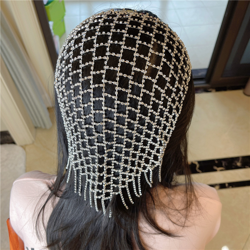 New Fashion Women Hair Chain Rhinestone Headband Super Long Tassel Crystal Cover Head Hair Jewelry