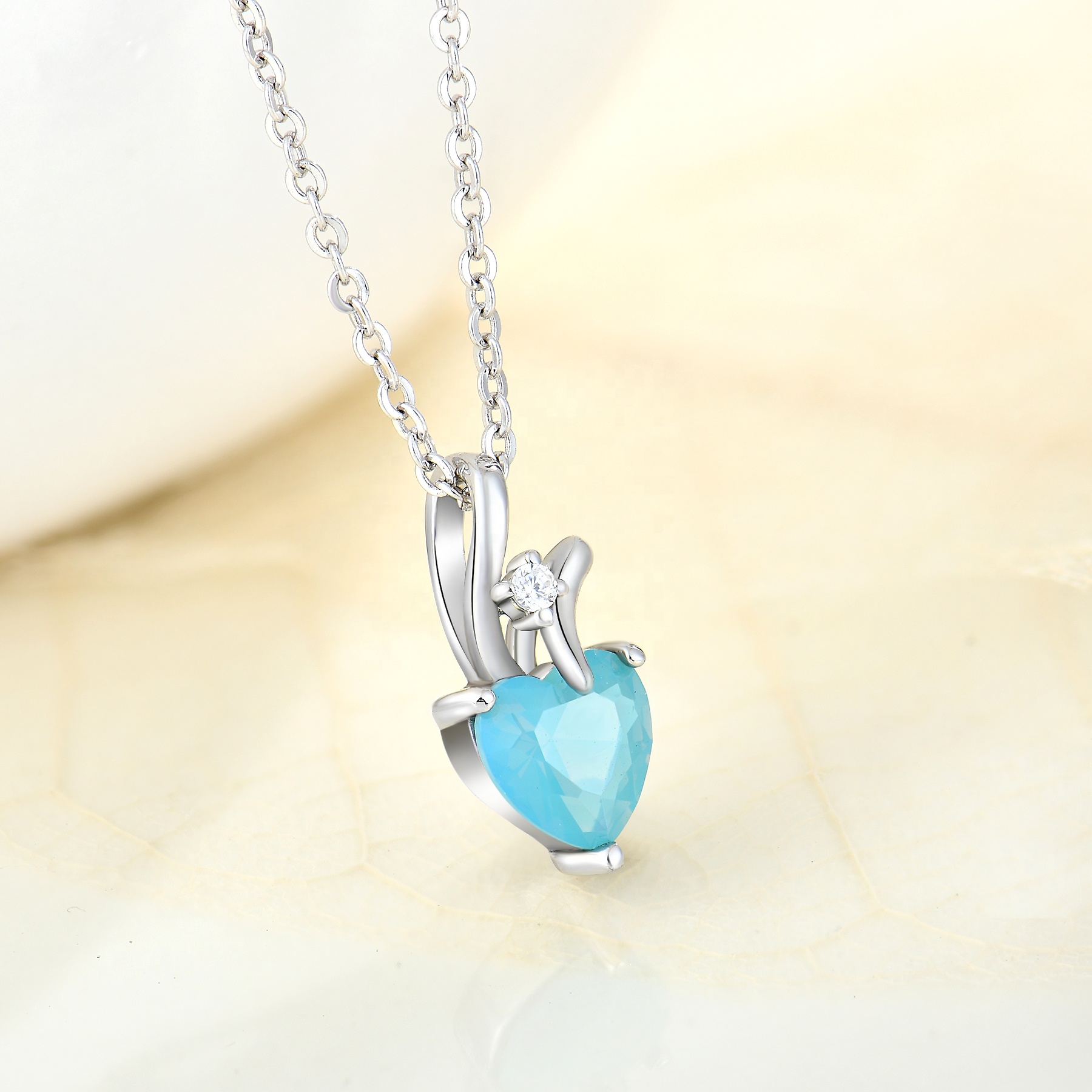   Fine Jewelry Vintage  Women Charms 925 Sterling SIlver Stone Heart Pendant Necklaces