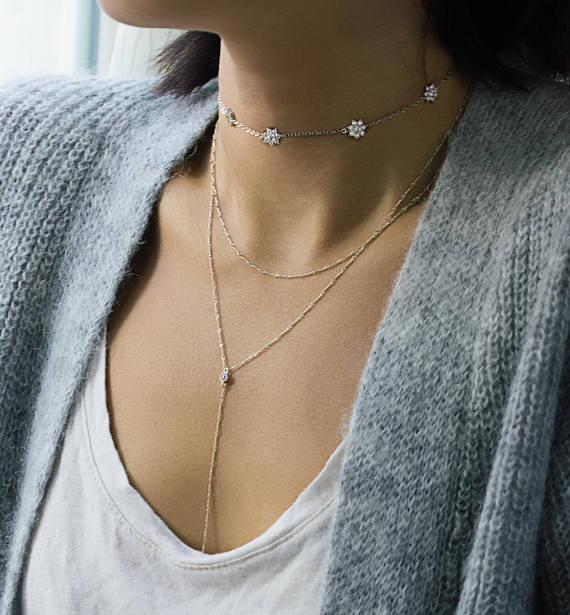 925 Sterling Silver prong cz flower charm Necklaces & Pendants with 3 color plated For Women Fashion sterling silver jew