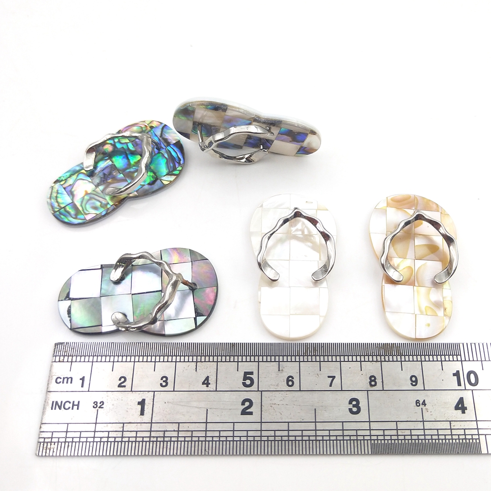 New Designs Pearl Jewelry Flip Flops Slipper White Black Shell Pendant Men and Women Necklace Accessories Abalone Shell 