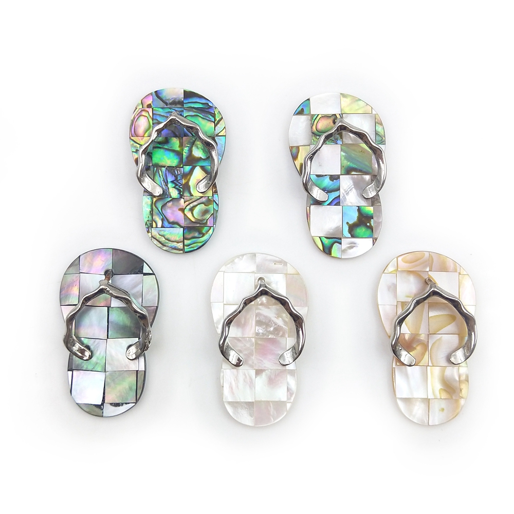 New Designs Pearl Jewelry Flip Flops Slipper White Black Shell Pendant Men and Women Necklace Accessories Abalone Shell 