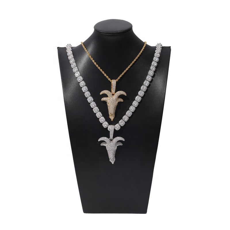 Personality fashion charm Zircon 18K Gold Plated Copper sheep head hip hop jewelry pendant