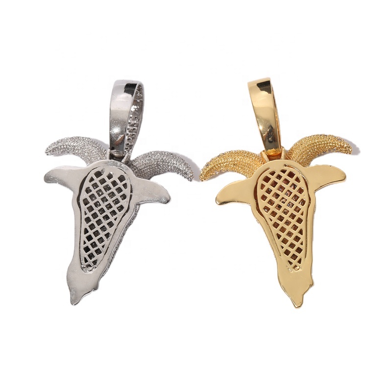 Personality fashion charm Zircon 18K Gold Plated Copper sheep head hip hop jewelry pendant