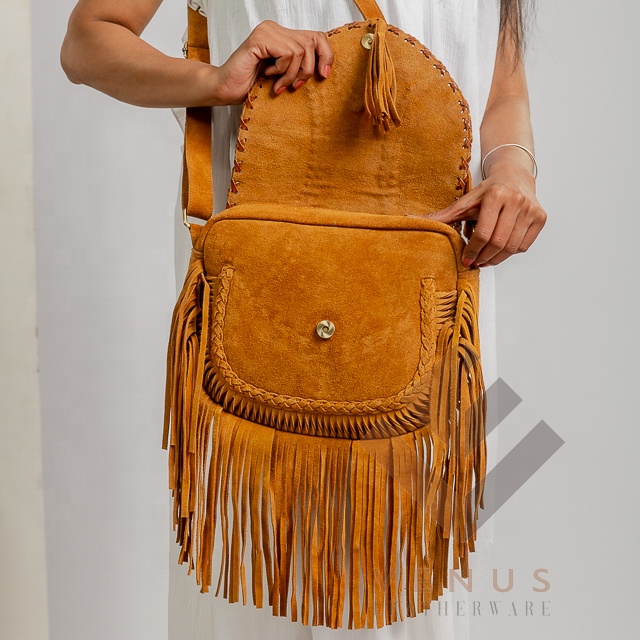 Fashion vintage Shoulder Bag leather messenger bag women Crossbody Bags with tassel Cowhide purse with fringe Cross Body