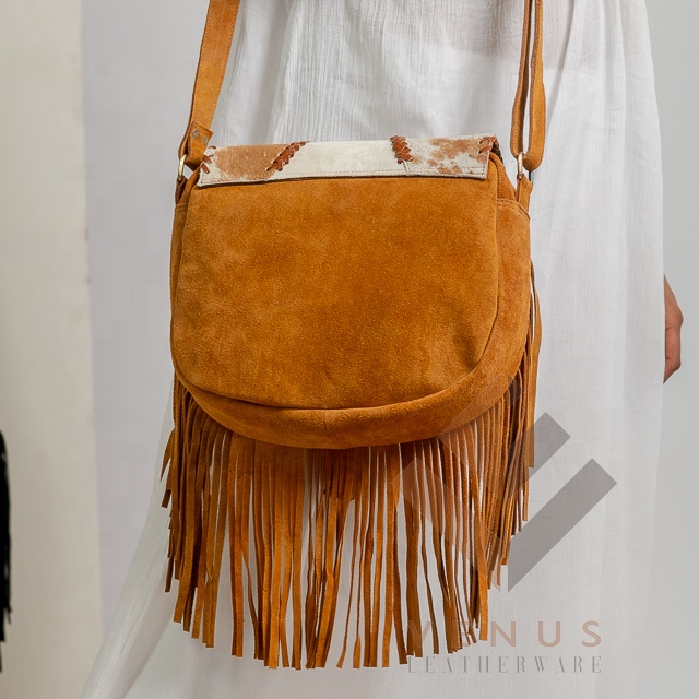 Fashion vintage Shoulder Bag leather messenger bag women Crossbody Bags with tassel Cowhide purse with fringe Cross Body