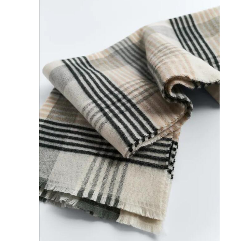 Women Autumn And Winter Unedged Plaid Scarves Warm Soft Chunky Large Blanket Wrap Shawl And Scarf