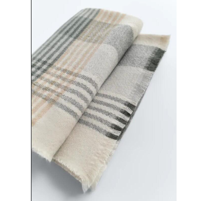 Women Autumn And Winter Unedged Plaid Scarves Warm Soft Chunky Large Blanket Wrap Shawl And Scarf