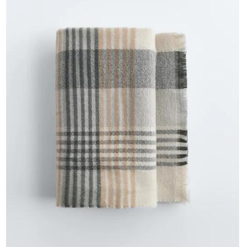 Women Autumn And Winter Unedged Plaid Scarves Warm Soft Chunky Large Blanket Wrap Shawl And Scarf
