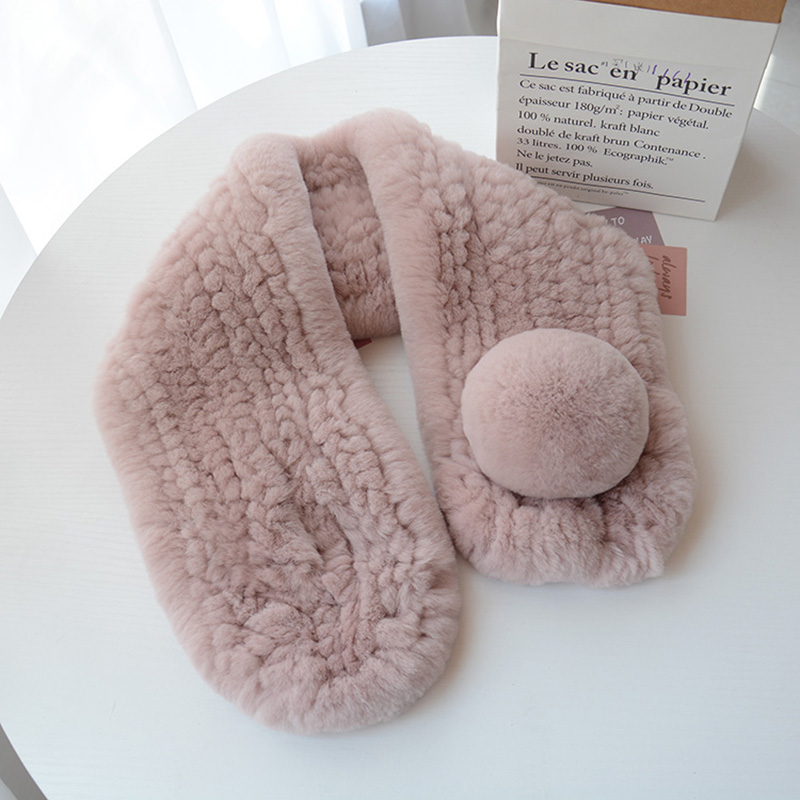  Fashion Warmth Genuine Fur Scarves Women Rex Rabbit Fur Scarf for Winter