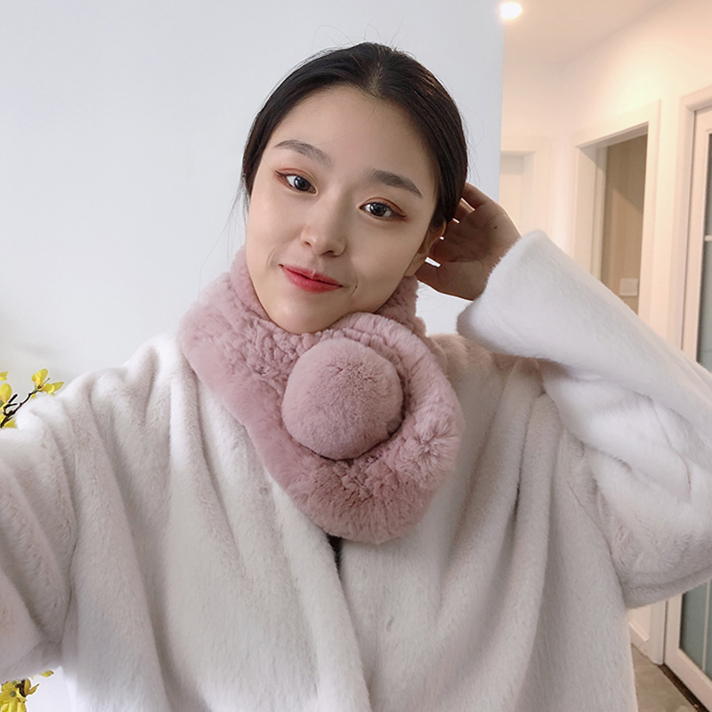  Fashion Warmth Genuine Fur Scarves Women Rex Rabbit Fur Scarf for Winter