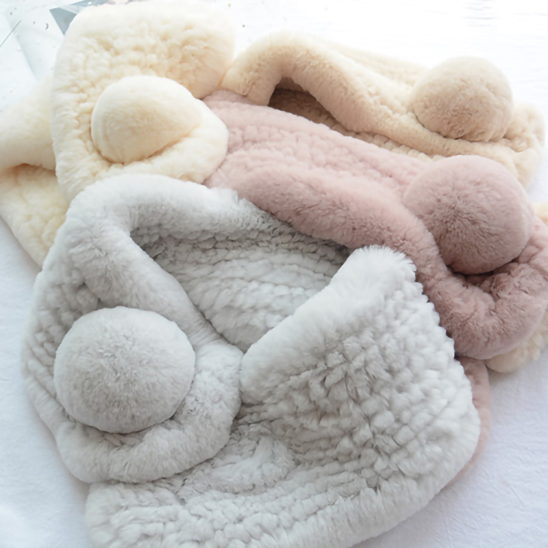  Fashion Warmth Genuine Fur Scarves Women Rex Rabbit Fur Scarf for Winter