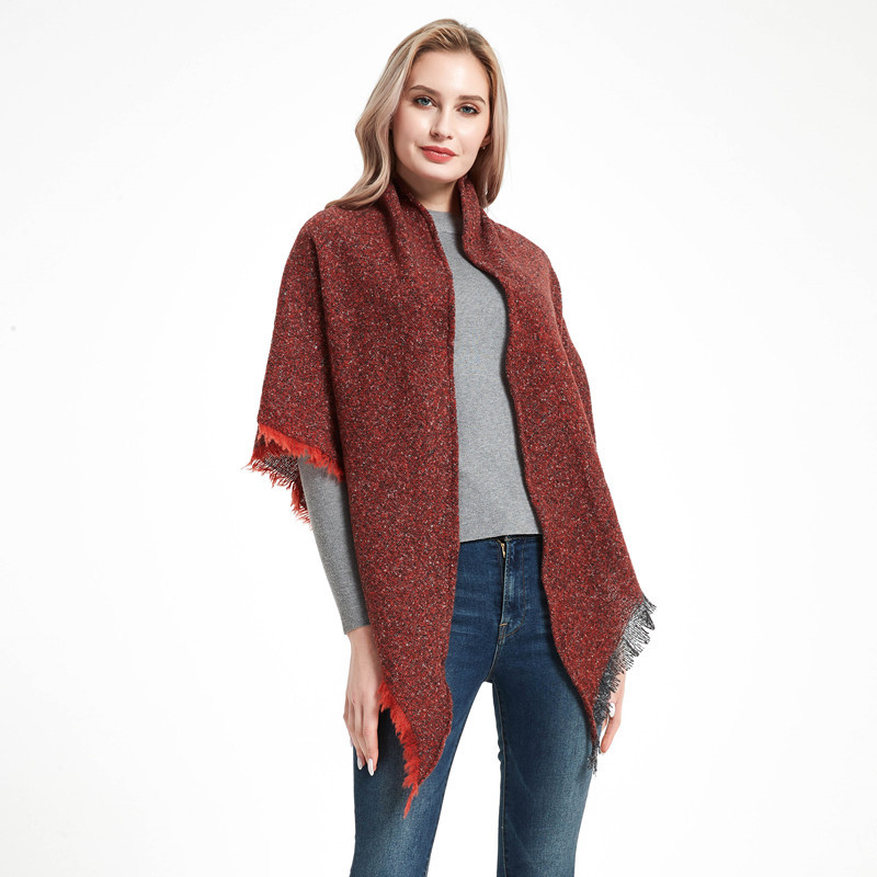 Autumn and Winter Fashion Style Scarves Polyester Pure Color Fur Square Scarf Winter Warm Scarf