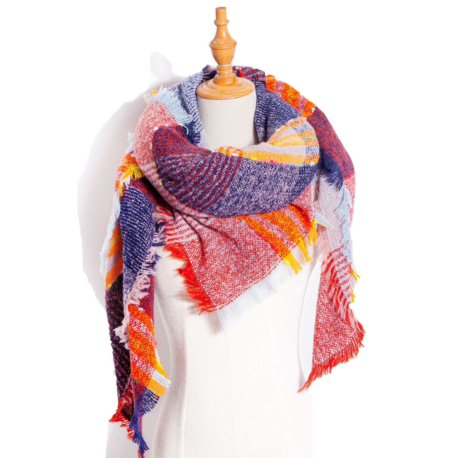 Autumn and Winter Fashion Style Scarves Polyester Pure Color Fur Square Scarf Winter Warm Scarf