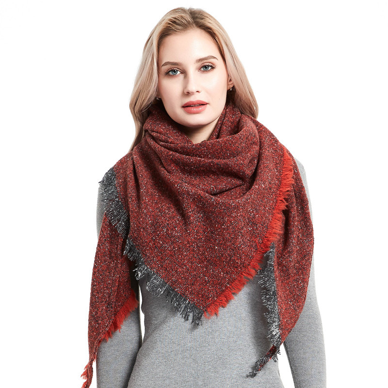 Autumn and Winter Fashion Style Scarves Polyester Pure Color Fur Square Scarf Winter Warm Scarf